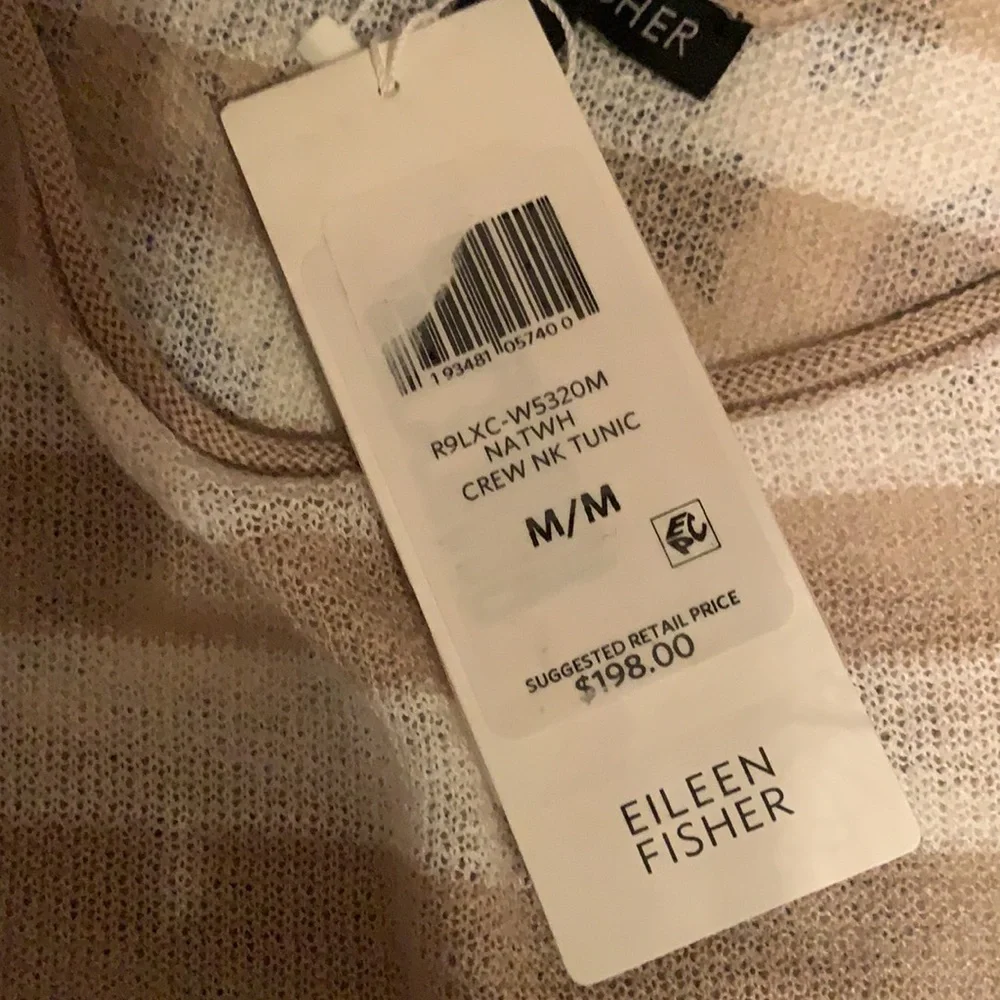 Eileen Fisher Crewneck Tunic in Natural & White